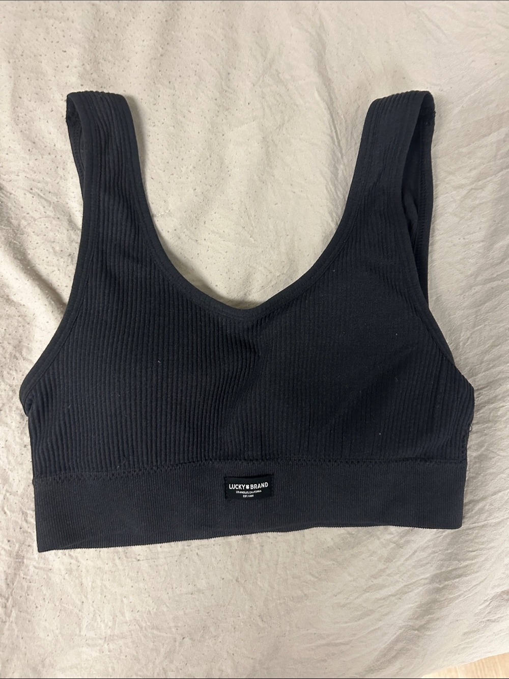 Lucky Brand Black Ribbed Seamless Sports Bralette